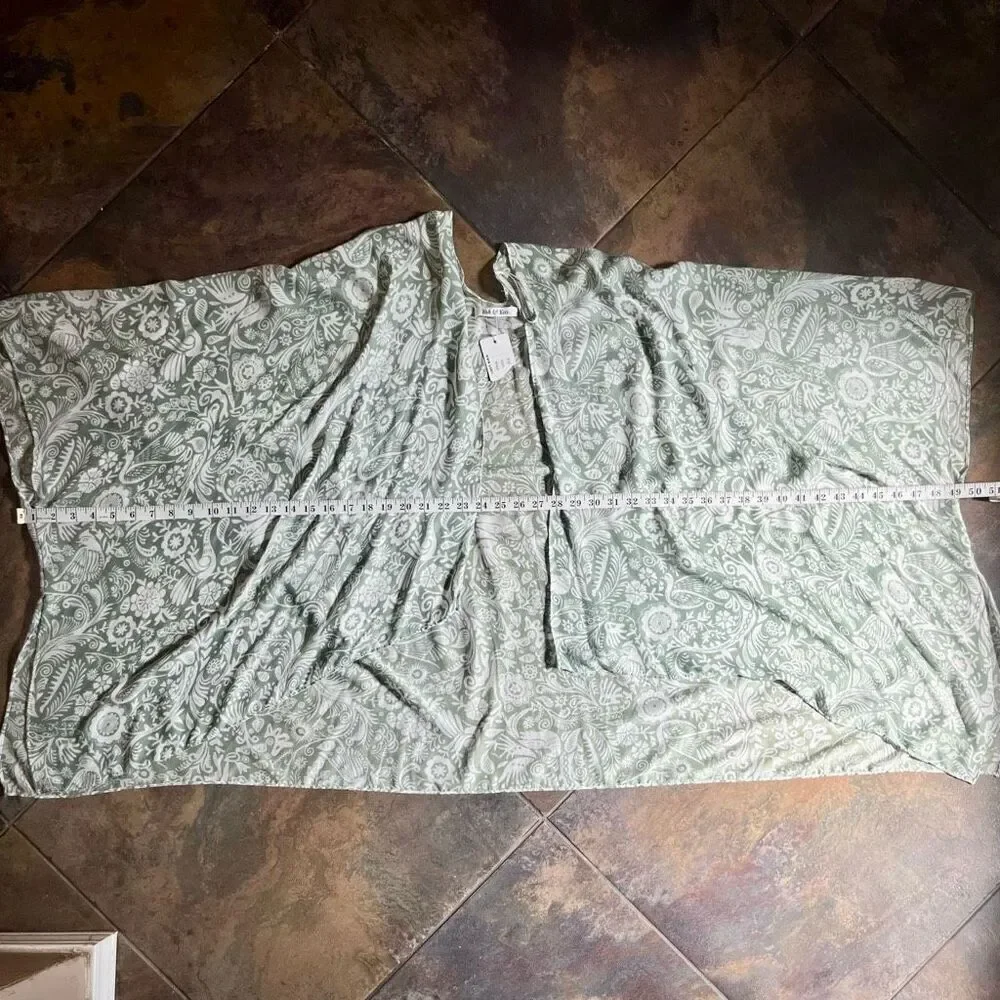 NWT Yak & Yeti Green Floral Thin Shawl Cardigan One Size